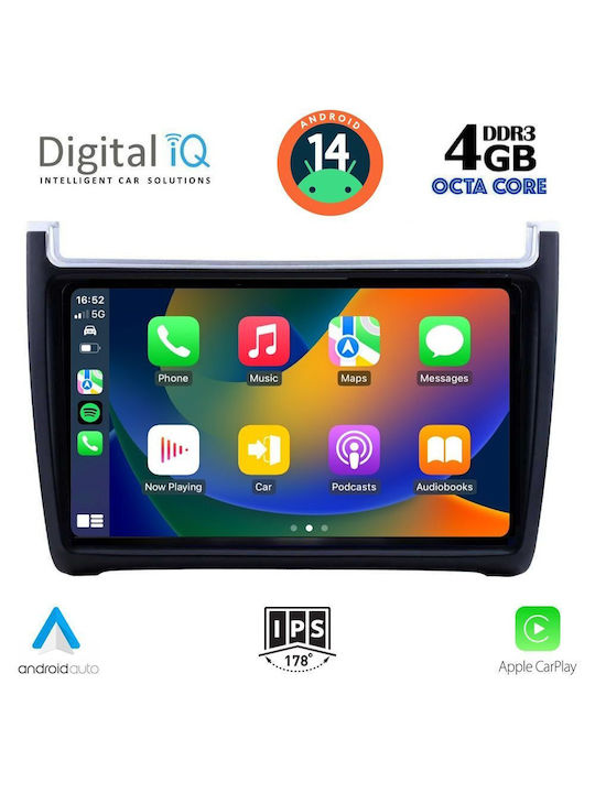 Digital IQ Car Audio System for Volkswagen Polo 2014-2017 (Bluetooth/USB/AUX/WiFi/GPS/Apple-Carplay/Android-Auto) with Touch Screen 9"