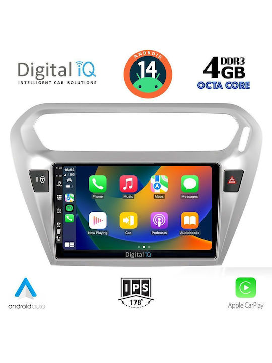 Digital IQ Car Audio System for Peugeot 301 Citroen C-Elysee 2013> (Bluetooth/USB/AUX/WiFi/GPS/Apple-Carplay/Android-Auto) with Touch Screen 9"