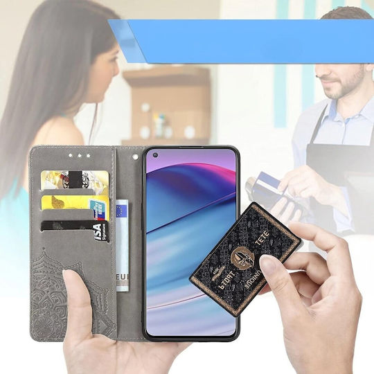 Book Piele artificială / Silicon Gri (Motorola Edge 50 Fusion 5G)