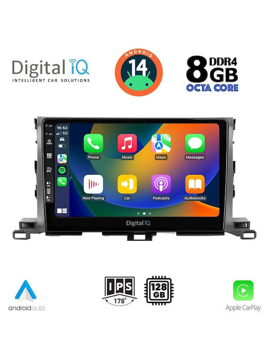 Digital IQ Ηχοσύστημα Αυτοκινήτου για Toyota Highlander 2014-2019 (Bluetooth/USB/AUX/WiFi/GPS/Apple-Carplay/Android-Auto) με Οθόνη Αφής 10"