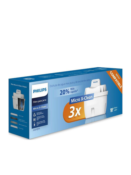 Philips Water Filter Replacement for Pitcher Micro X-Clean 3pcs