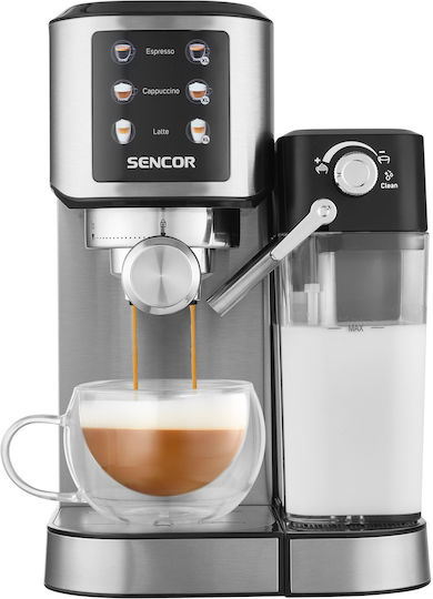 Sencor Mașină de Espresso 1350W Presiune 20bar pentru Cappuccino Argintie SES 4910SS