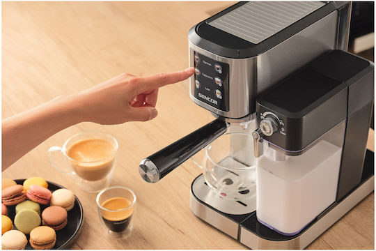 Sencor Mașină de Espresso 1350W Presiune 20bar pentru Cappuccino Argintie SES 4910SS