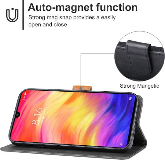Wallet Δερμάτινο / Δερματίνης / Σιλικόνης Μαύρο (Redmi Note 7 / 7 Pro)