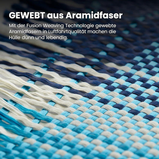 Pitaka Umschlag Rückseite Aramid Fiber 1.05mm Blau (iPhone 17 Pro / iPhone 16 Pro)