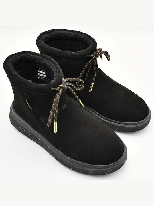 Leather Women's Ankle Boots Platform Black