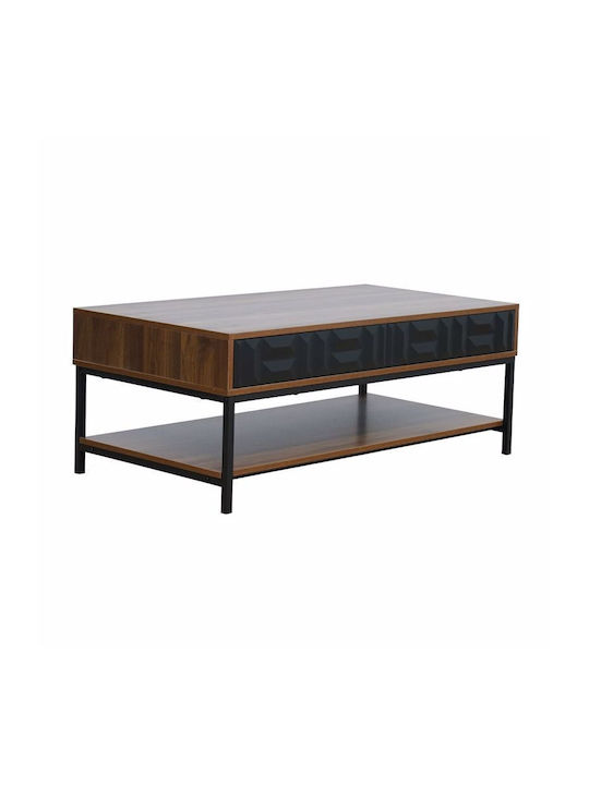 Rectangular Coffee Table Zuma Wooden Walnut / Black L111.5xW60xH111.5cm.