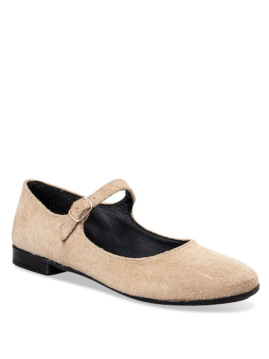 Envie Shoes Wildleder Damen Ballerinas in Beige Farbe