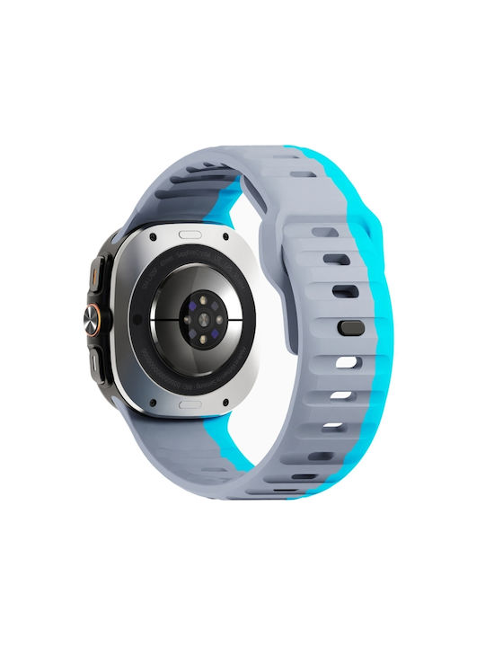 Curea din silicon cu textură de val pentru Samsung Galaxy Watch Ultra 47mm, cataramă inversă, gri albastru