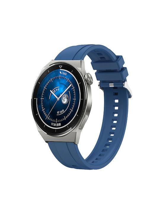 Huawei Watch 4 Pro Μοτίβο Ελαστικών Ασημένια Πόρπη Λουράκι Ρολογιού Σιλικόνης Μπλε