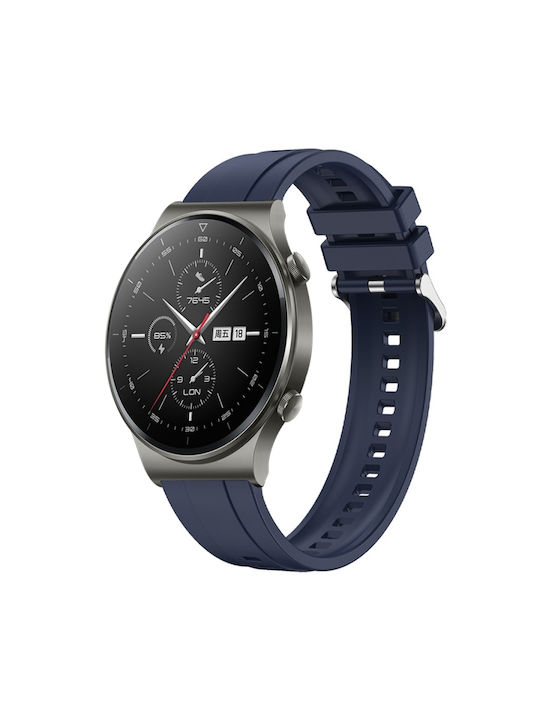 Huawei Watch 4 Pro Reifenmuster Silberne Schnalle Silikonarmband Mitternachtsblau