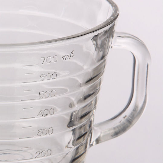 Graduierte Glas Milchkrug Cappuccino Barista Stil Griff 700 Ml