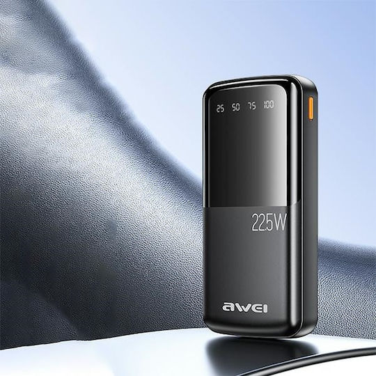 Awei P13K Power Bank 20000mAh 22.5W with 2 USB-A Ports and USB-C Port Black
