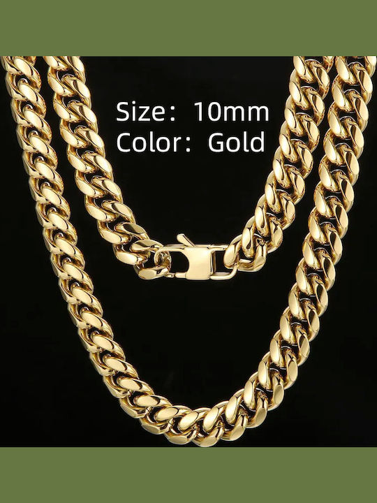 Jooliete Chunky Αλυσίδα Λαιμού από Ατσάλι Φαρδιά Πάχους 10mm και Μήκους 60cm