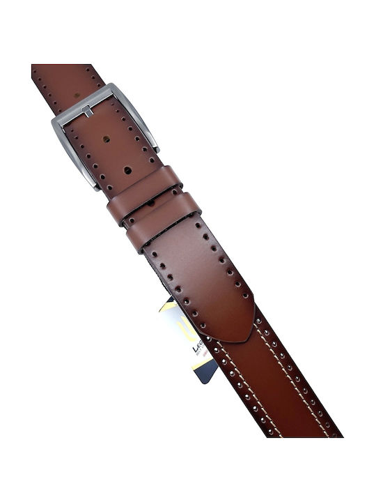 Wide Men's Belt Leather Tabac Brown