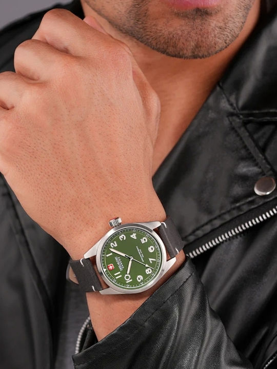 Swiss Alpine Military by Grovana Men's Watch 42mm Battery with Black Leather Strap