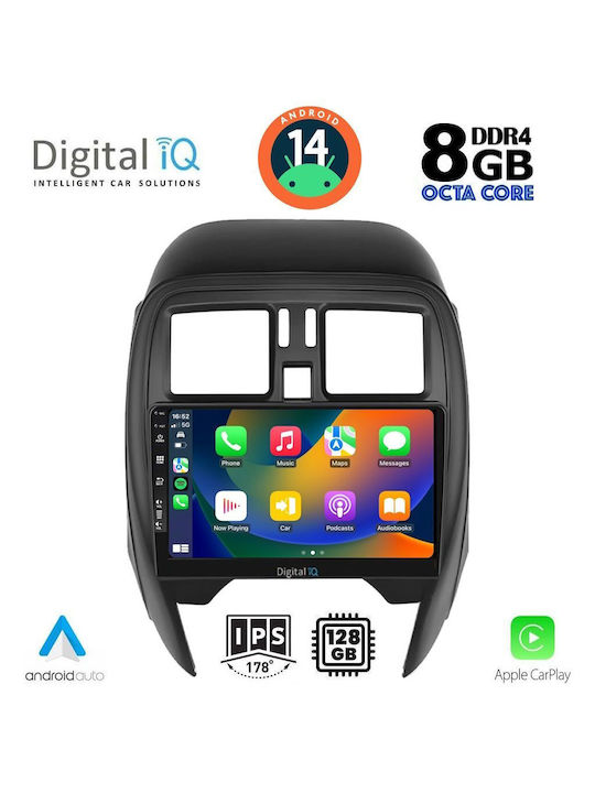 Digital IQ Car Audio System for Nissan Micra 2014-2017 (Bluetooth/USB/AUX/WiFi/GPS/Apple-Carplay/Android-Auto) with Touch Screen 9"