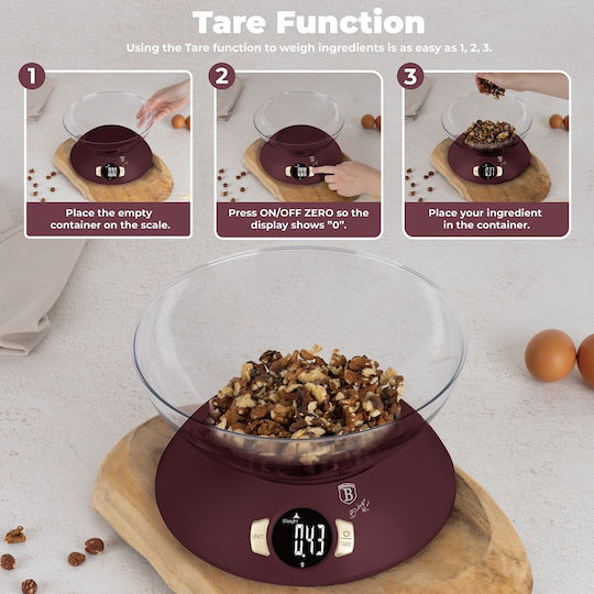 Berlinger Haus Ψηφιακή Ζυγαριά Κουζίνας με Κάδο έως 5kg Μπορντό