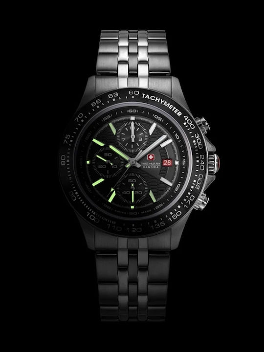 Swiss Alpine Military by Grovana Men's Watch 43mm Chronograph Battery with Silver Metal Bracelet