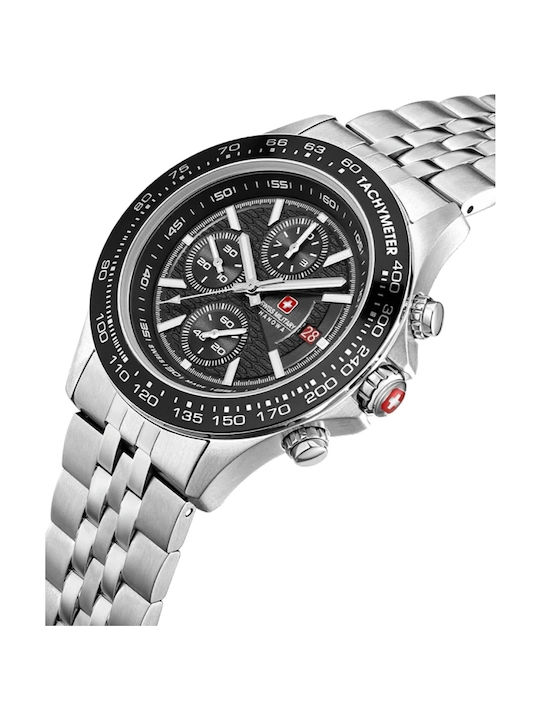Swiss Alpine Military by Grovana Men's Watch 43mm Chronograph Battery with Silver Metal Bracelet