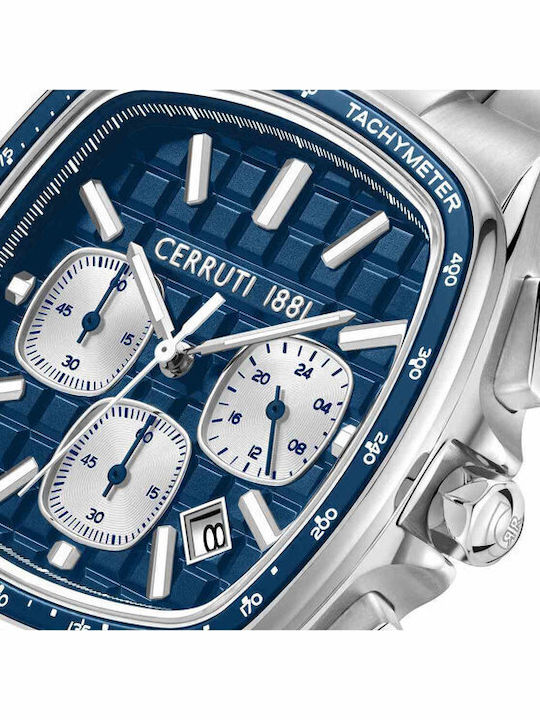 Cerruti Ανδρικό Ρολόι Χρονογράφος Μπαταρίας με Ασημί Μεταλλικό Μπρασελέ