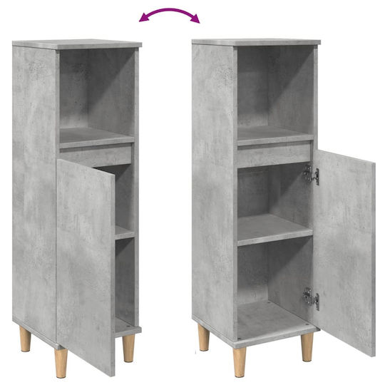 vidaXL Floor Bathroom Column Cabinet L30xD30xH100cm Gray