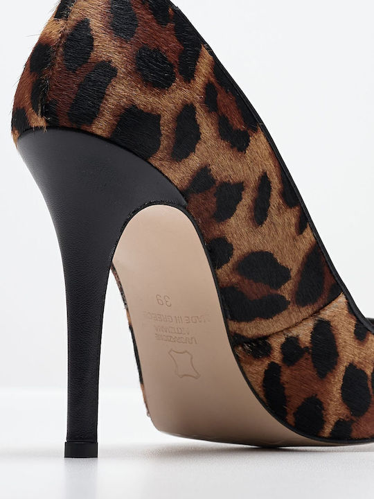 Δερμάτινες Γόβες Animal Print Καφέ