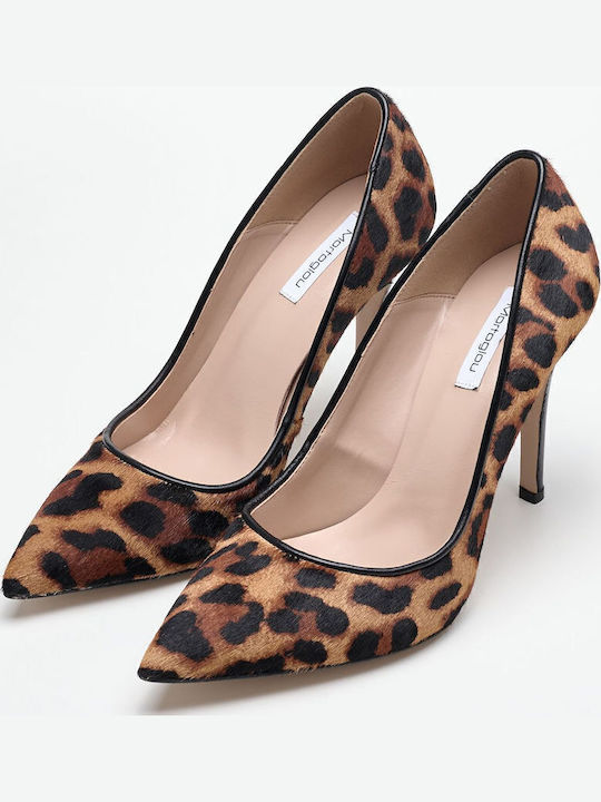 Δερμάτινες Γόβες Animal Print Καφέ