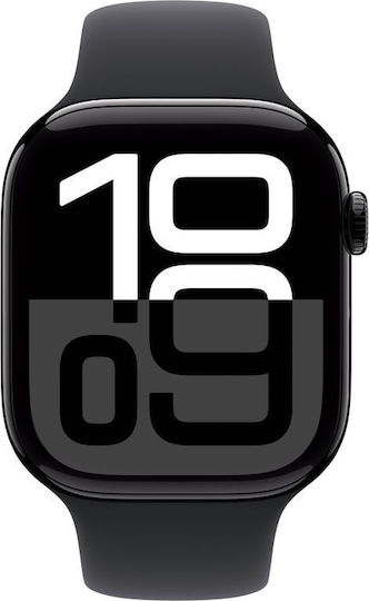 Apple Watch Series 10 Aluminium 46mm Waterproof with Heart Rate Monitor (Jet Black with Black Sport Band (M/L))