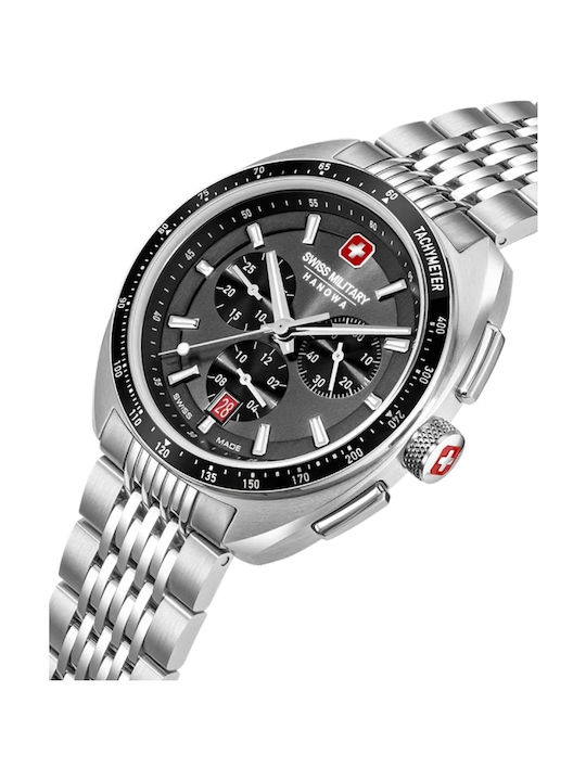 Swiss Alpine Military by Grovana Men's Watch 41mm Chronograph Battery with Silver Metal Bracelet