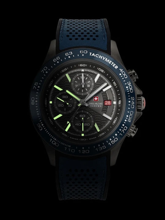 Swiss Alpine Military by Grovana Ανδρικό Ρολόι 43mm Χρονογράφος Μπαταρίας με Μπλε Μεταλλικό Μπρασελέ