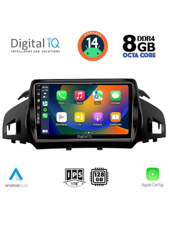 Digital IQ Sistem Audio Auto pentru Ford Kuga / C-Max 2011+ (Bluetooth/USB/AUX/WiFi/GPS/Apple-Carplay/Android-Auto) cu Ecran Tactil 9"