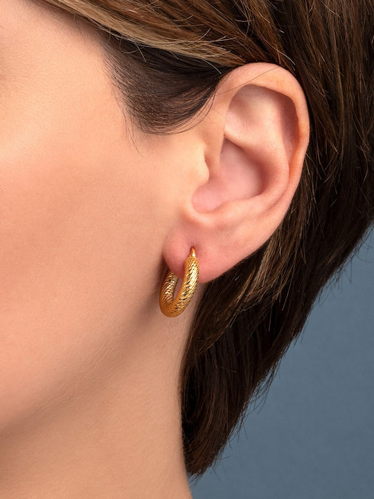 George Art Jewels Σκουλαρίκια Κρίκοι Πλεκτά Επιχρυσωμένα