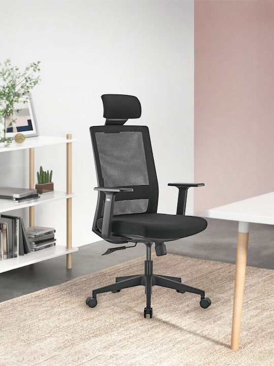 Ergo Office Stuhl Büro mit Neigung und Verstellbaren Armen Schwarz