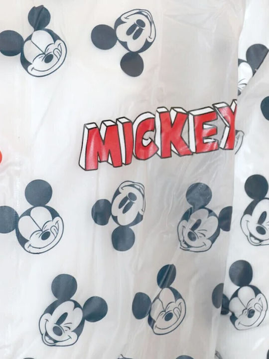 Mickey Αδιάβροχο Παιδικό Casual Μπουφάν Μακρύ με Κουκούλα White