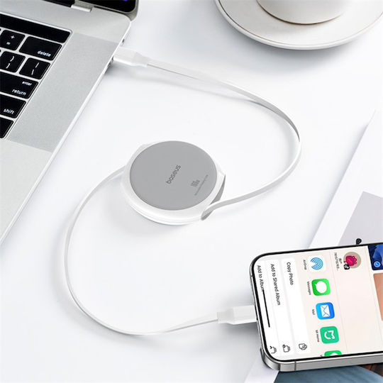 Baseus Retractable USB 2.0 Cable USB-C male - USB-C 100W PD Λευκό 1m P10368400211-00