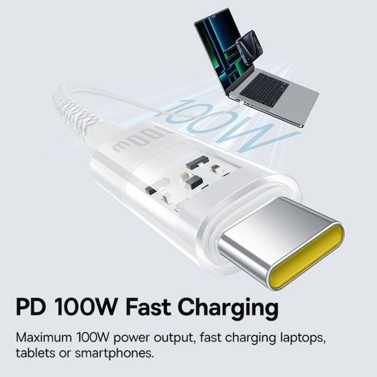 Baseus Gem USB 2.0 Cable USB-C Male - USB-C 100W PD White 2m P10373000211-01