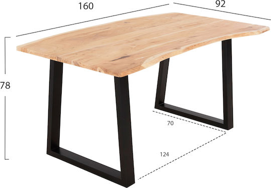 Sofia Dining Room Table Acacia 160x92x78cm