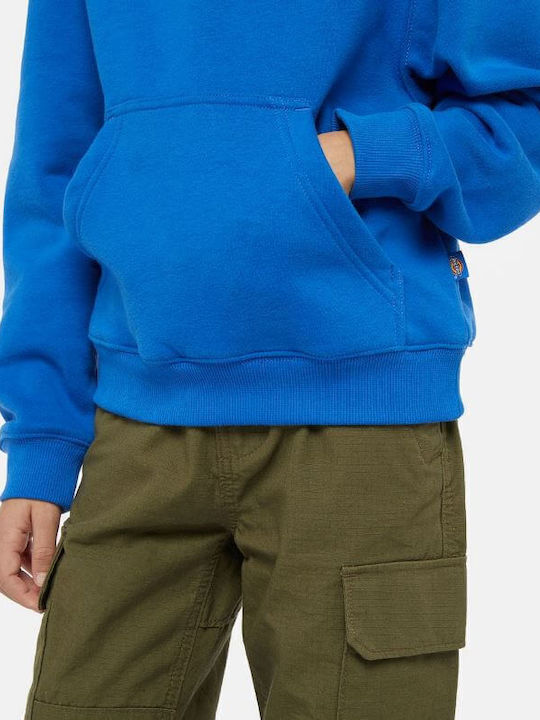 Fleece Επένδυση Παιδικό Φούτερ με Κουκούλα και Τσέπες Μπλε