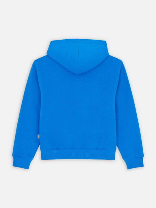 Fleece Επένδυση Παιδικό Φούτερ με Κουκούλα και Τσέπες Μπλε