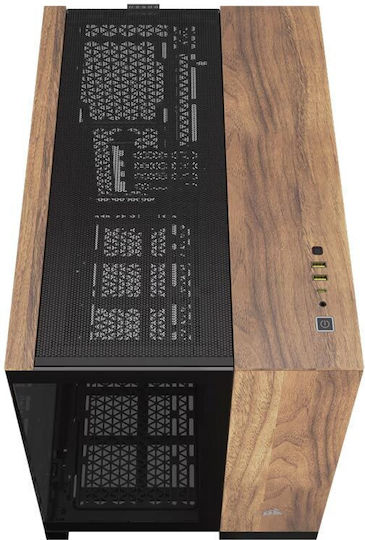 Corsair 2500X Gaming Micro Tower Κουτί Υπολογιστή με Πλαϊνό Παράθυρο Black/Walnut Wood