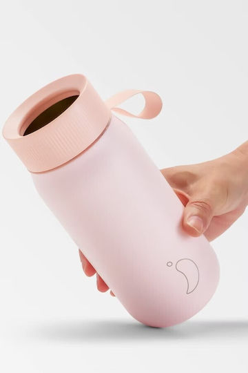 Chilly's Series 2 Switch Glass Thermos Bottle Stainless Steel BPA Free 750ml Blush Pink With Straw