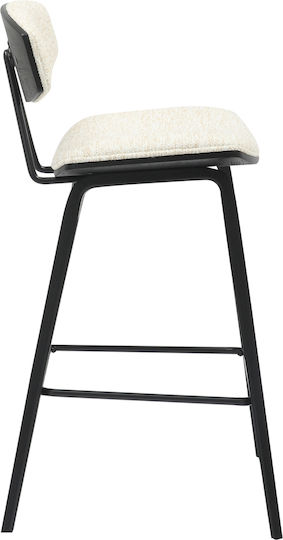 Scaune Bar cu spătar Metal Inover Black, Ecru 50.5x49x90buc