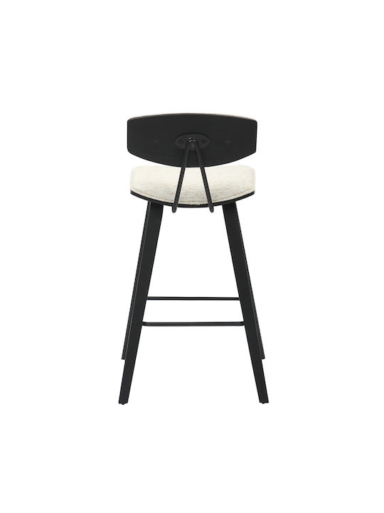 Hocker Bar mit Rückenlehne Metall Inover Black, Ecru 50.5x49x90cm