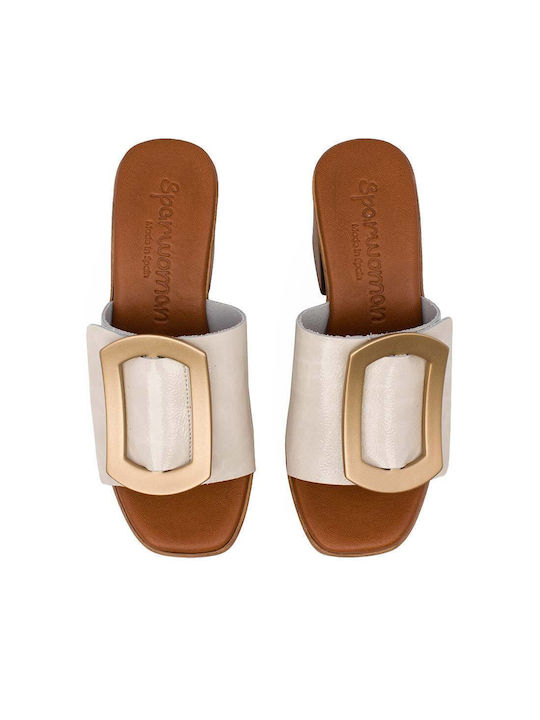 WOMEN'S LEATHER ANATOMICAL MULES - SPARTANAS by Oh! My Sandals 5394 DUNA HIELO