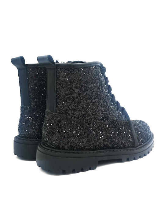 Shoes Anatomisch Lederne Kinderstiefel mit Reißverschluss Schwarz