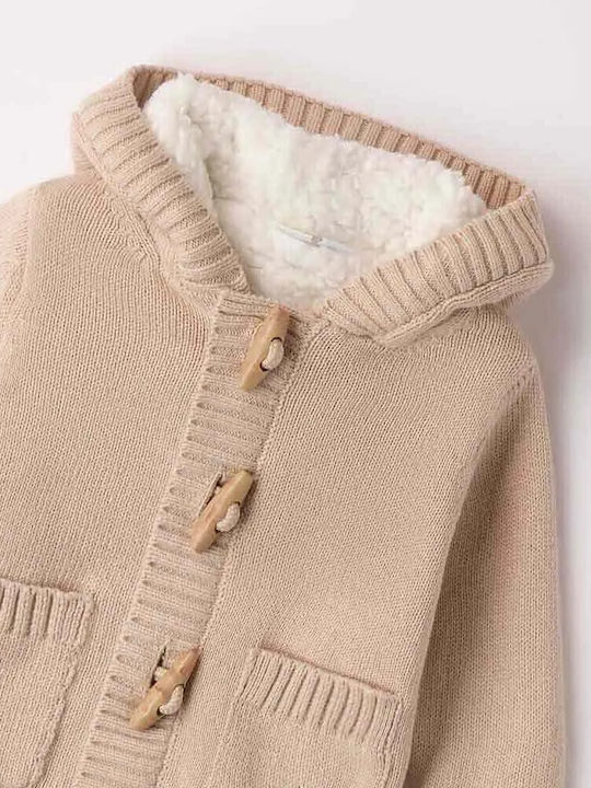 Kids Cardigan Knitted with Hood Melange Beige