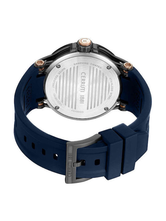 Cerruti Velletri Herrenuhr Batterie mit Blau Kautschukarmband