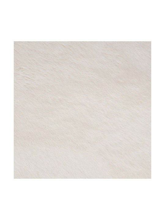 Atmosphera Rug Round Shaggy Furry White