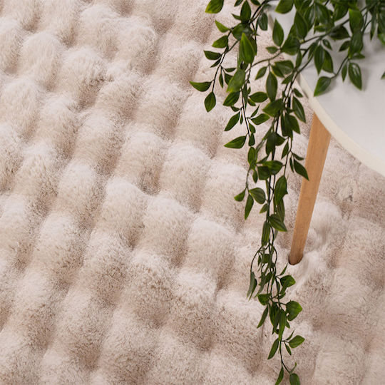 Tzikas Carpets Fuzzy 26164-060 Αντιολισθητικό Χαλί Ορθογώνιο Shaggy Γούνινο Εκρού 140x200cm
